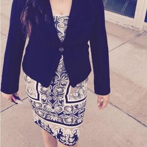 Express Black and White Strapless Dress